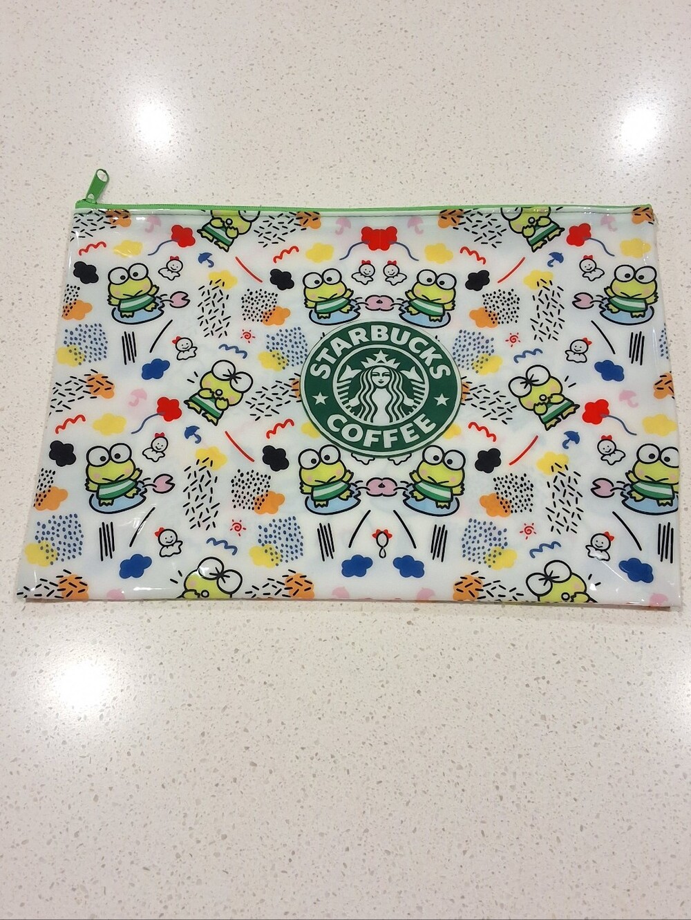 Keroppi Large Waterproof Zipper Pouch Organizer Tablet Pouch, NEW